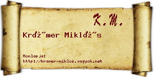 Krámer Miklós névjegykártya